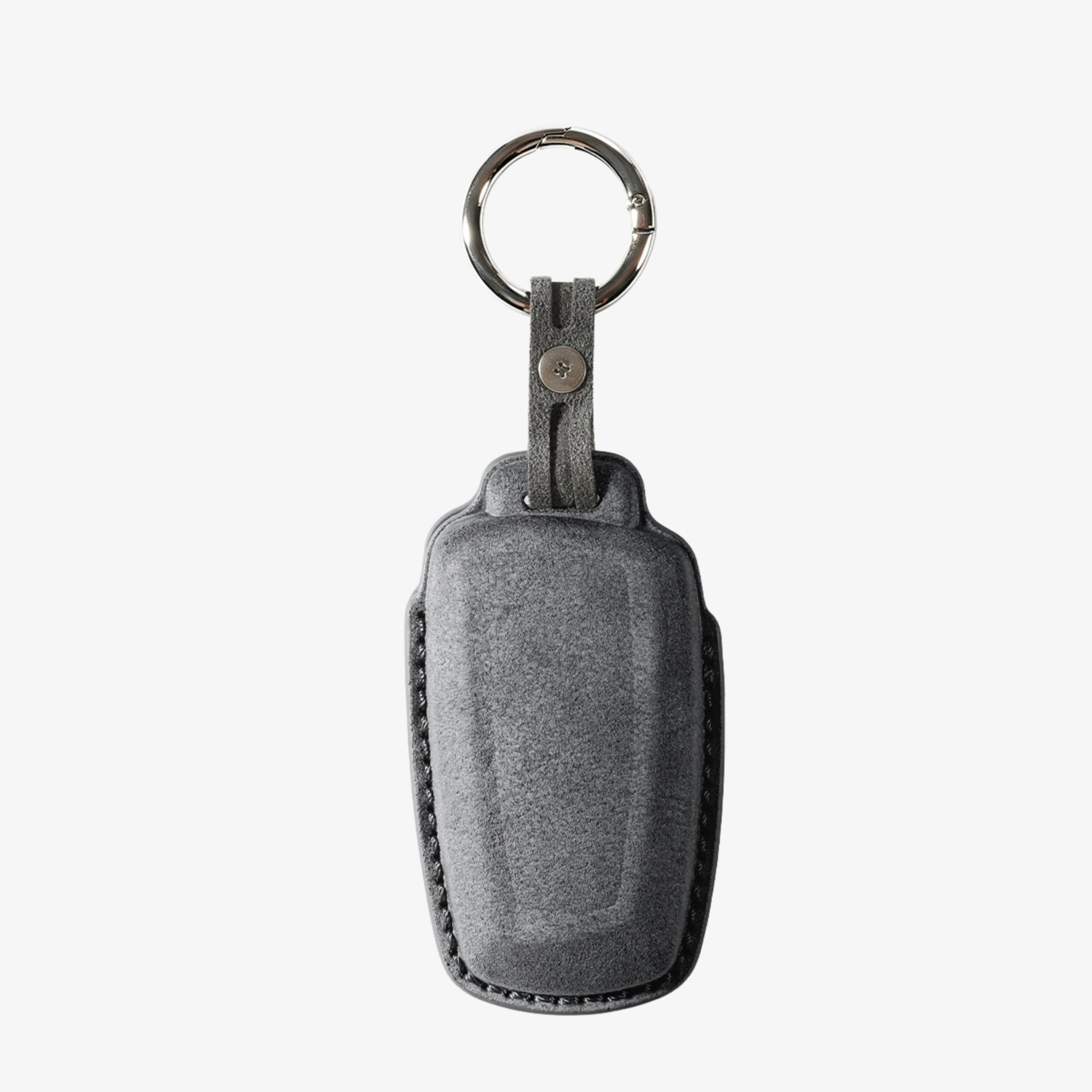 Alcantara Car Key Fob Cover for BMW Model A with Buckle - Space Grey