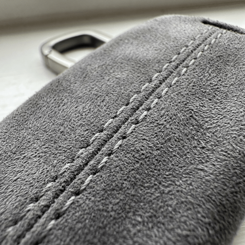 Alcantara Car Key Fob Cover for Audi Model C with Buckle - Space Grey