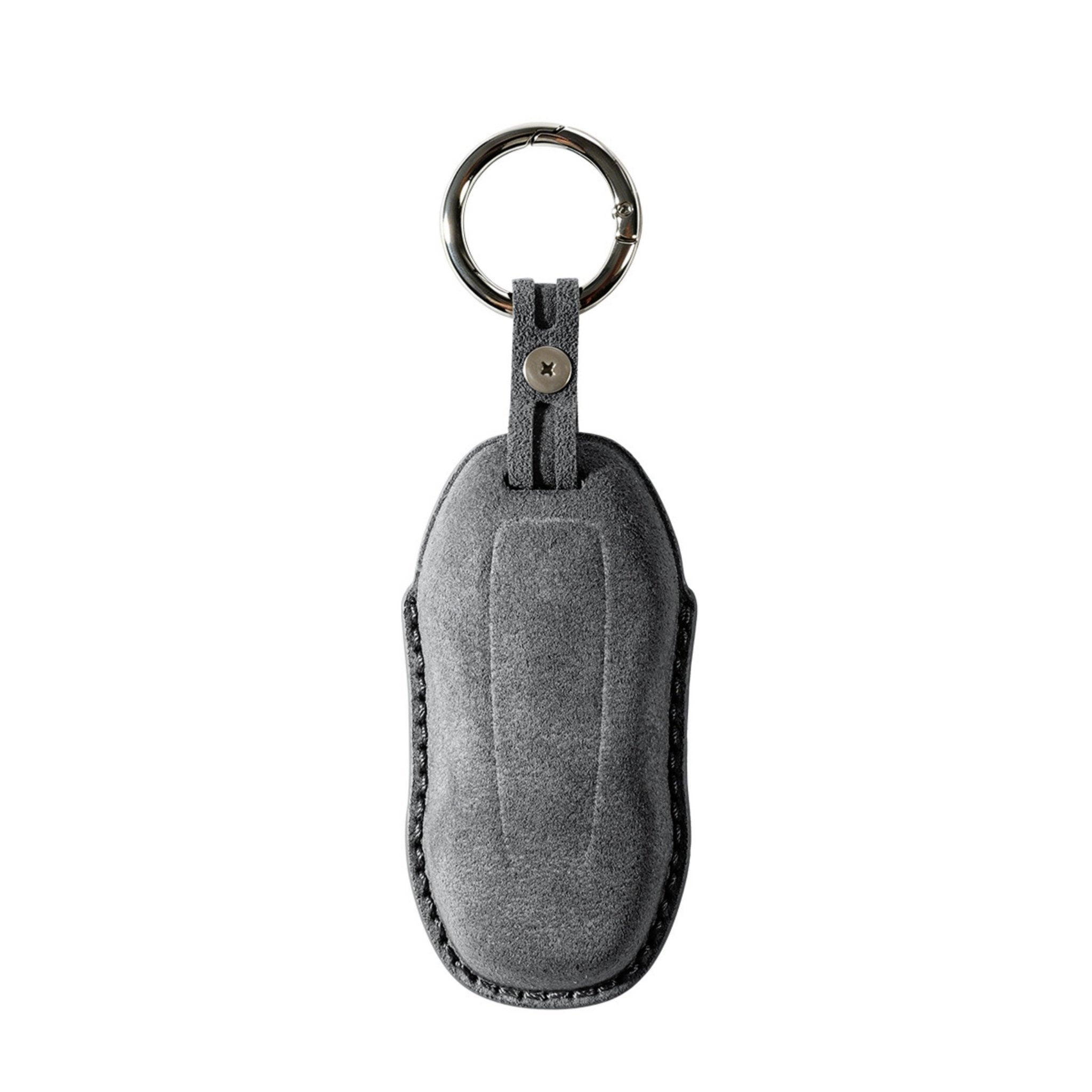 Alcantara Car Key Fob Cover for Porsche Model C with Buckle - Space Grey
